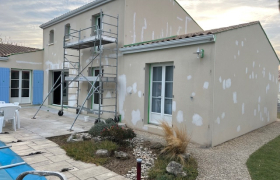Ravalement de façades, reprise de toutes les fissures et mise en peinture